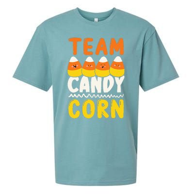 Team Candy Corn Funny Halloween Scary Lazy Costume Sueded Cloud Jersey T-Shirt