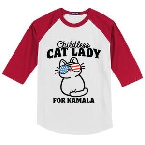 This Childless Cat Lady Is Voting Kamala Kids Colorblock Raglan Jersey