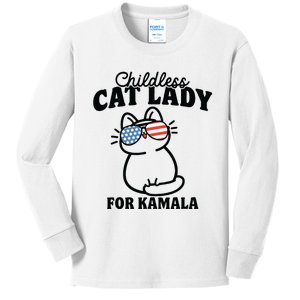 This Childless Cat Lady Is Voting Kamala Kids Long Sleeve Shirt