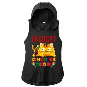 Taco Cat Cinco De Meow Mexican Fiesta Cat Lovers Cinco De Mayo Ladies PosiCharge Tri-Blend Wicking Draft Hoodie Tank