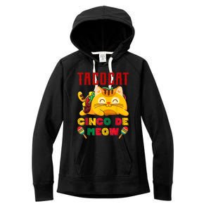 Taco Cat Cinco De Meow Mexican Fiesta Cat Lovers Cinco De Mayo Women's Fleece Hoodie