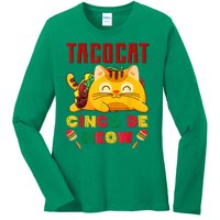 Taco Cat Cinco De Meow Mexican Fiesta Cat Lovers Cinco De Mayo Ladies Long Sleeve Shirt