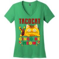 Taco Cat Cinco De Meow Mexican Fiesta Cat Lovers Cinco De Mayo Women's V-Neck T-Shirt