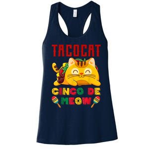 Taco Cat Cinco De Meow Mexican Fiesta Cat Lovers Cinco De Mayo Women's Racerback Tank