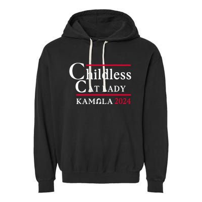 This Childless Cat Lady Is Voting Kamala Election 2024 Garment-Dyed Fleece Hoodie