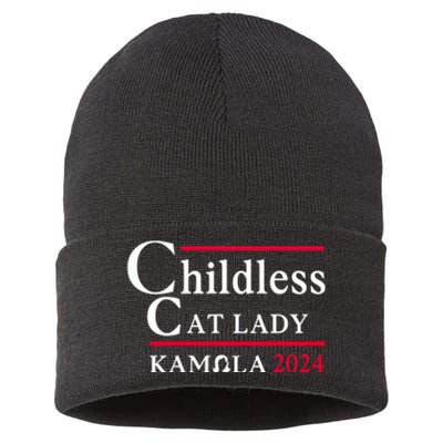 This Childless Cat Lady Is Voting Kamala Election 2024 Sustainable Knit Beanie