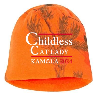 This Childless Cat Lady Is Voting Kamala Election 2024 Kati - Camo Knit Beanie