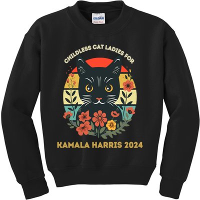 This Childless Cat Lady Is Voting Kamalaharris 2024 Kids Sweatshirt