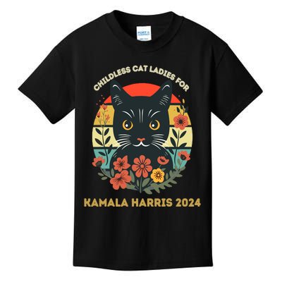 This Childless Cat Lady Is Voting Kamalaharris 2024 Kids T-Shirt