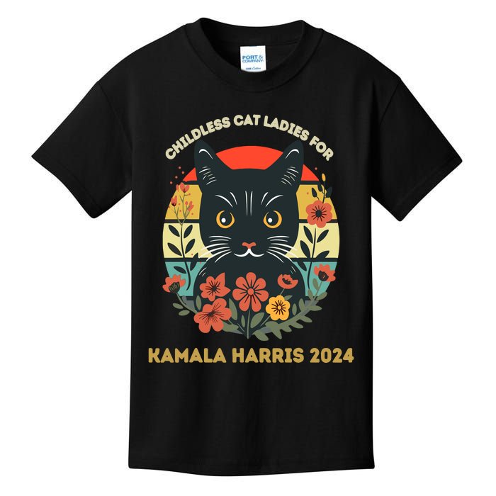 This Childless Cat Lady Is Voting Kamalaharris 2024 Kids T-Shirt