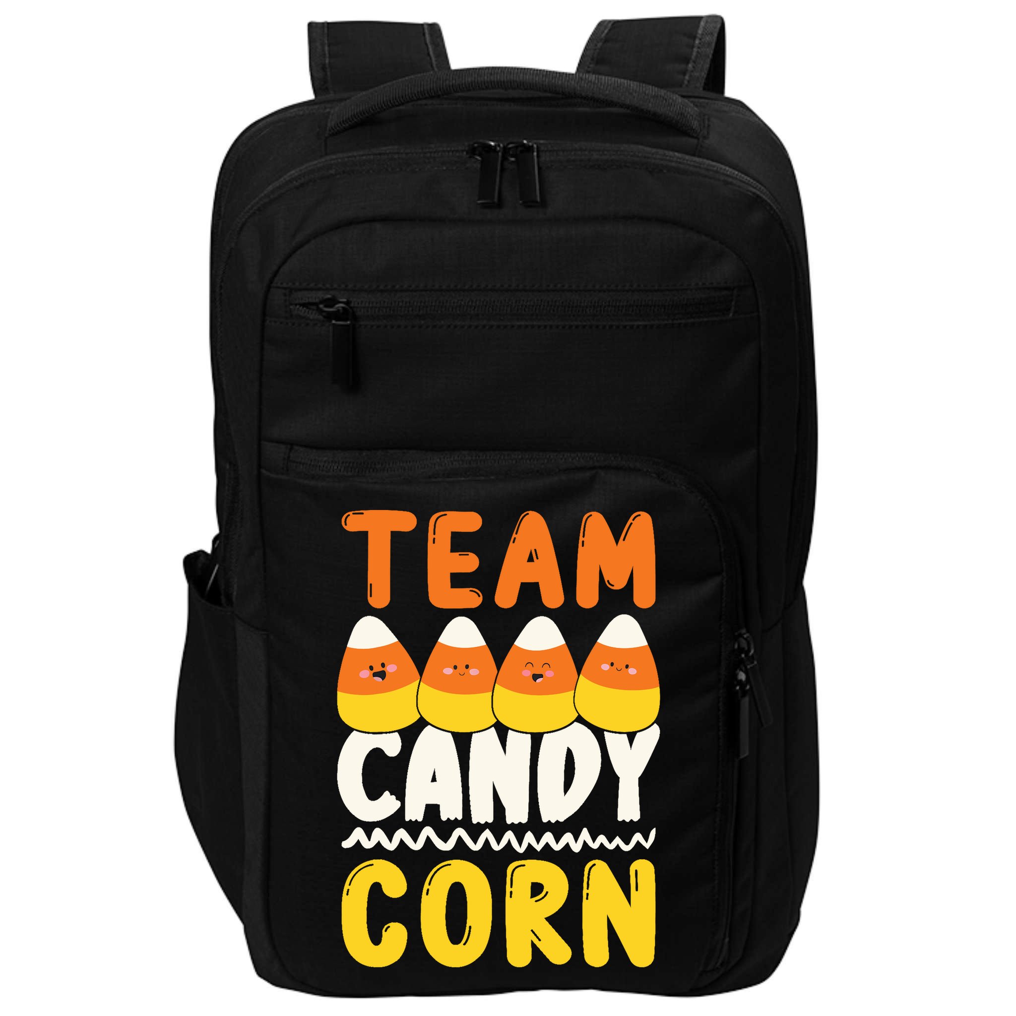 Team Candy Corn Funny Halloween Scary Lazy Costume Impact Tech Backpack