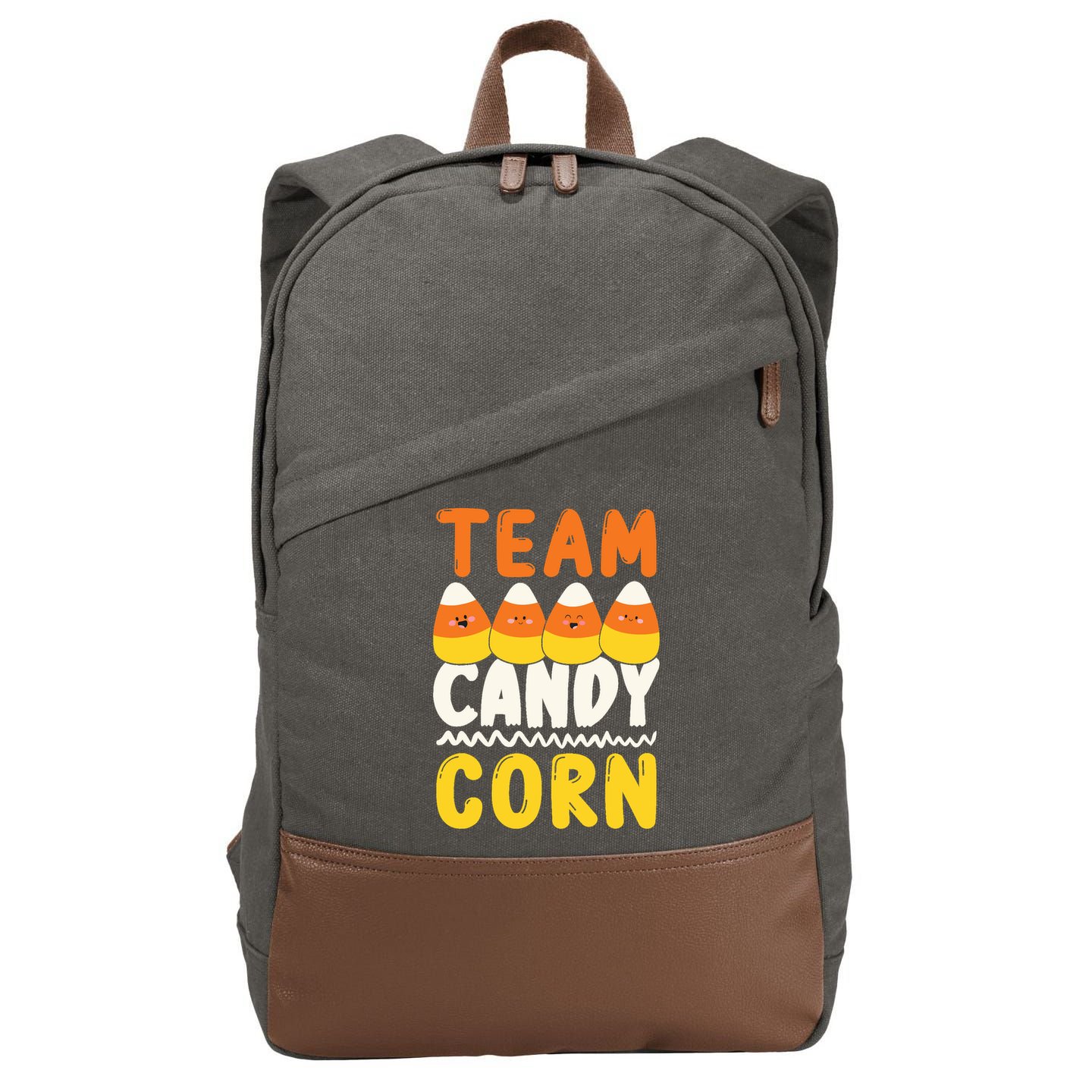 Team Candy Corn Funny Halloween Scary Lazy Costume Cotton Canvas Backpack
