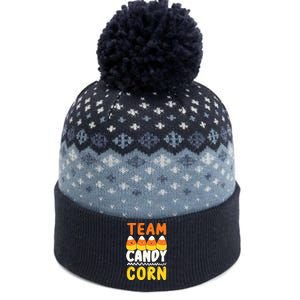 Team Candy Corn Funny Halloween Scary Lazy Costume The Baniff Cuffed Pom Beanie