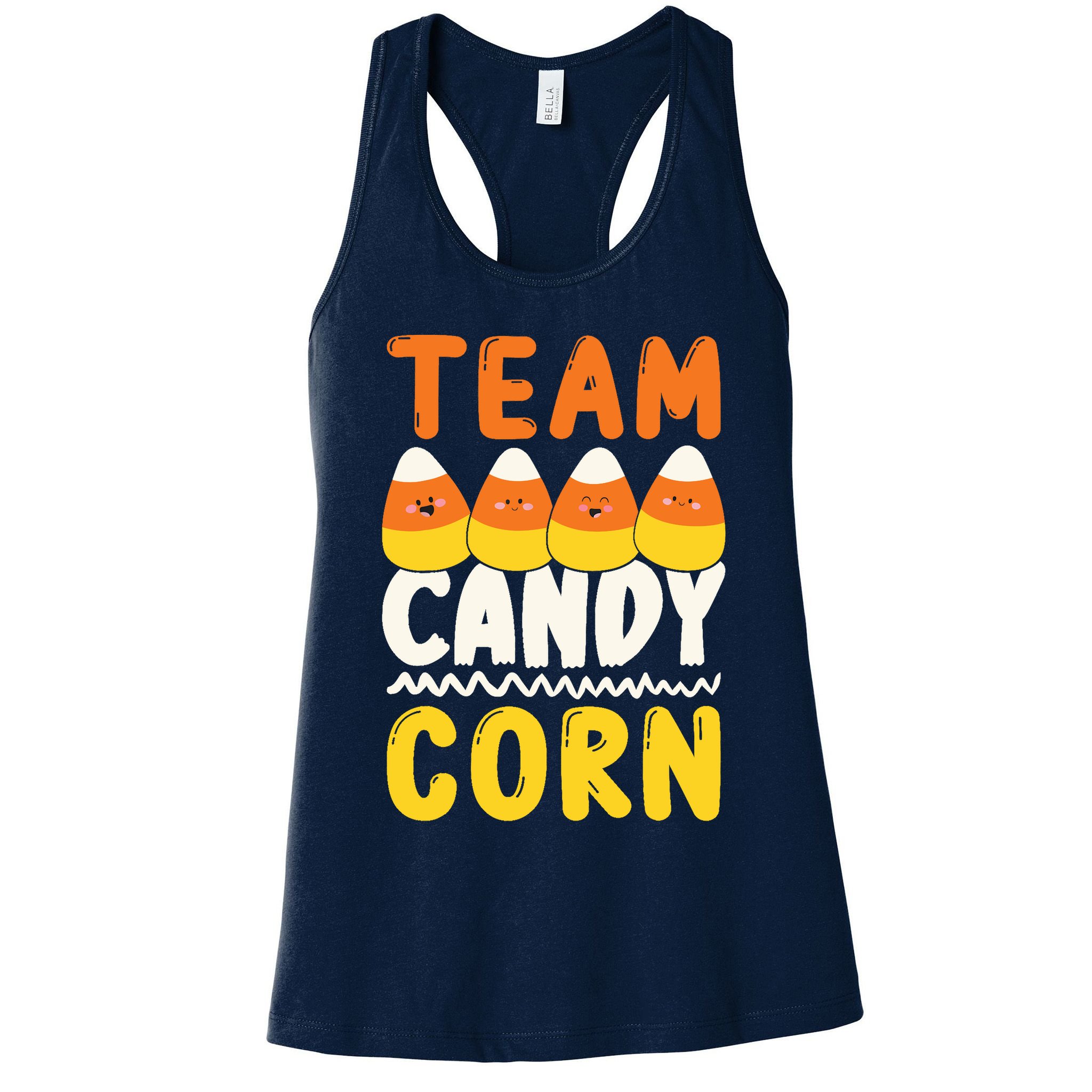Team Candy Corn Funny Halloween Scary Lazy Costume Womens Tank Top