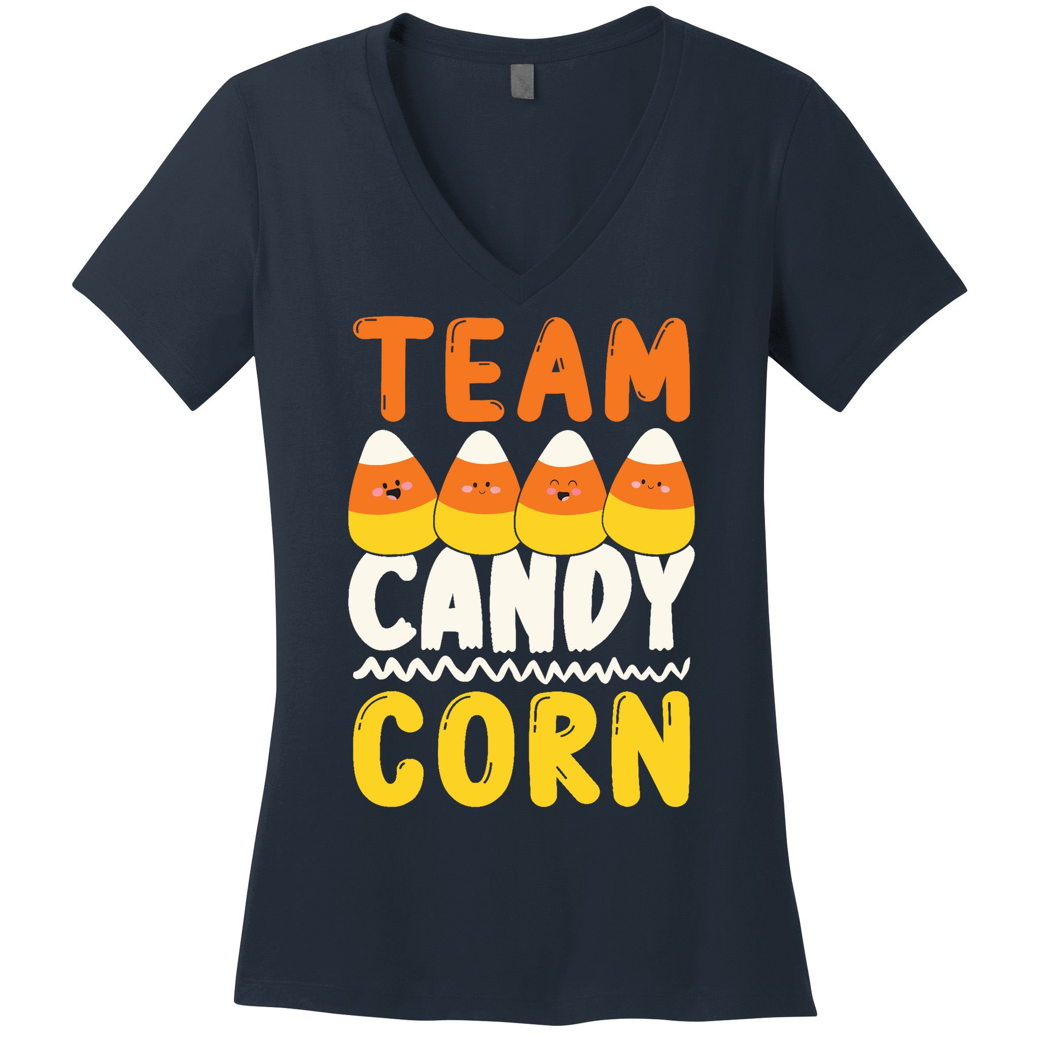 Team Candy Corn Funny Halloween Scary Lazy Costume Women's V-Neck T-Shirt