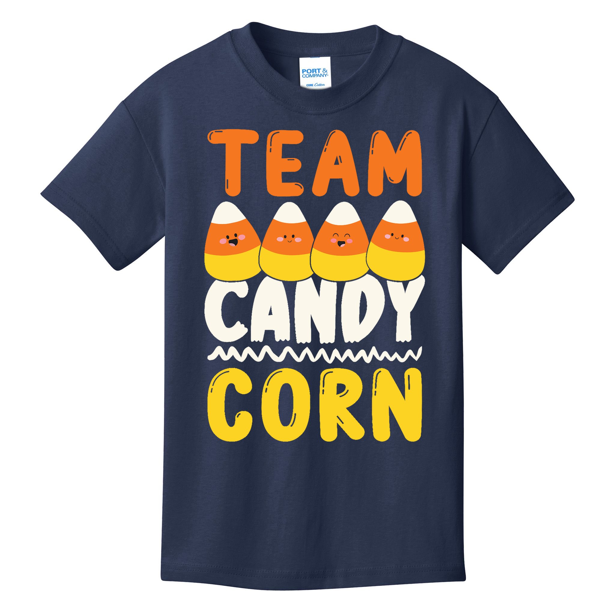 Team Candy Corn Funny Halloween Scary Lazy Costume Kids T-Shirt