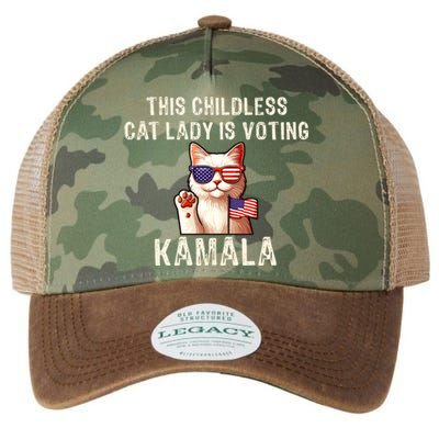 This Childless Cat Lady Is Voting Kamala 2024 Legacy Tie Dye Trucker Hat