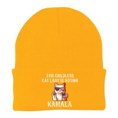 This Childless Cat Lady Is Voting Kamala 2024 Knit Cap Winter Beanie