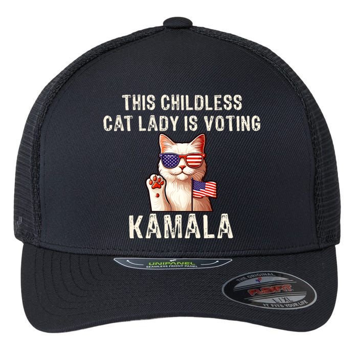 This Childless Cat Lady Is Voting Kamala 2024 Flexfit Unipanel Trucker Cap