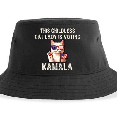 This Childless Cat Lady Is Voting Kamala 2024 Sustainable Bucket Hat