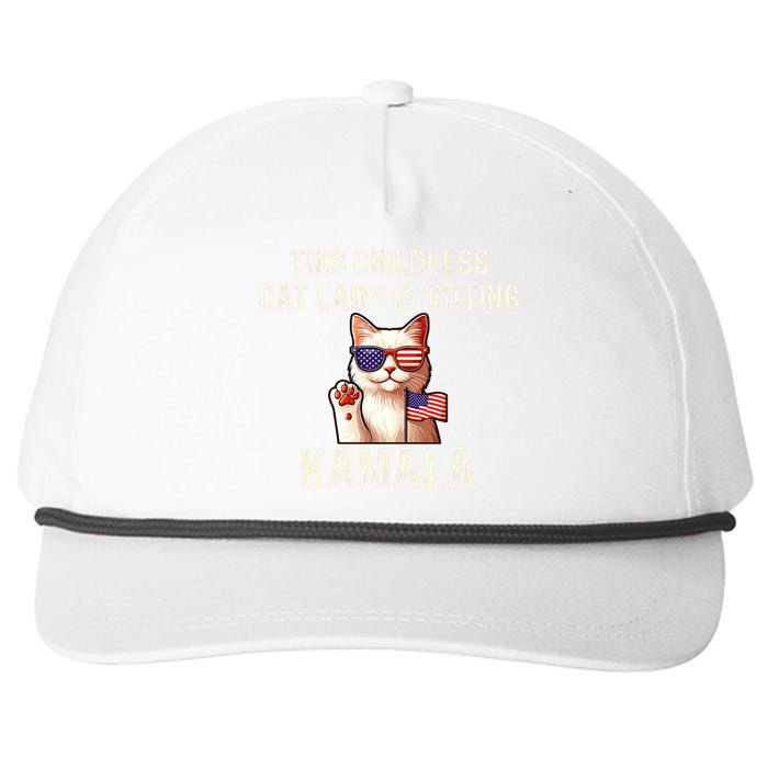 This Childless Cat Lady Is Voting Kamala 2024 Snapback Five-Panel Rope Hat