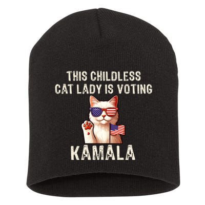 This Childless Cat Lady Is Voting Kamala 2024 Short Acrylic Beanie