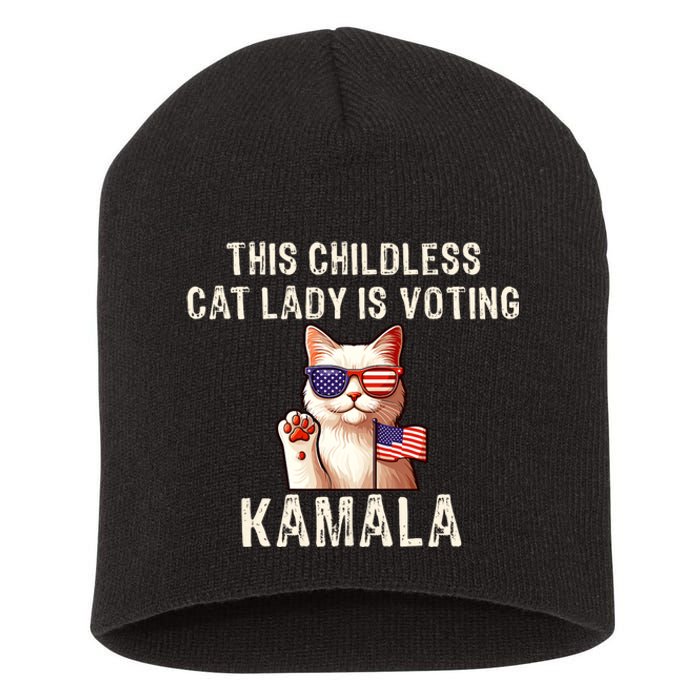 This Childless Cat Lady Is Voting Kamala 2024 Short Acrylic Beanie