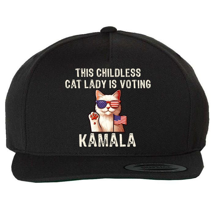 This Childless Cat Lady Is Voting Kamala 2024 Wool Snapback Cap