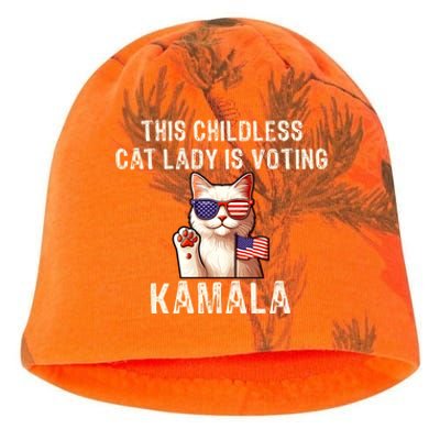 This Childless Cat Lady Is Voting Kamala 2024 Kati - Camo Knit Beanie