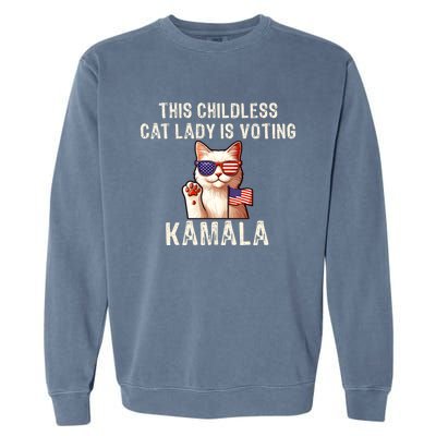 This Childless Cat Lady Is Voting Kamala 2024 Garment-Dyed Sweatshirt