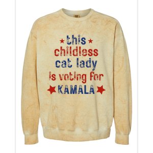 This Childless Cat Lady Is Voting For Kamala Harris Colorblast Crewneck Sweatshirt