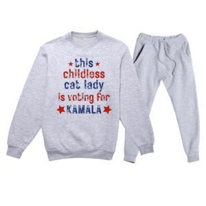 This Childless Cat Lady Is Voting For Kamala Harris Premium Crewneck Sweatsuit Set