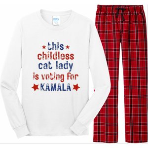 This Childless Cat Lady Is Voting For Kamala Harris Long Sleeve Pajama Set