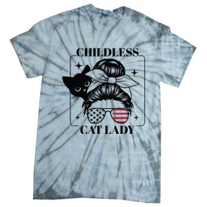 This Childless Cat Lady Ladies Is Voting Messy Bun 2024 Tie-Dye T-Shirt