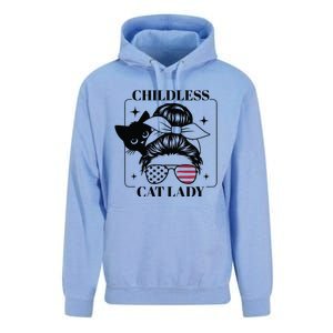 This Childless Cat Lady Ladies Is Voting Messy Bun 2024 Unisex Surf Hoodie