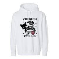 This Childless Cat Lady Ladies Is Voting Messy Bun 2024 Garment-Dyed Fleece Hoodie