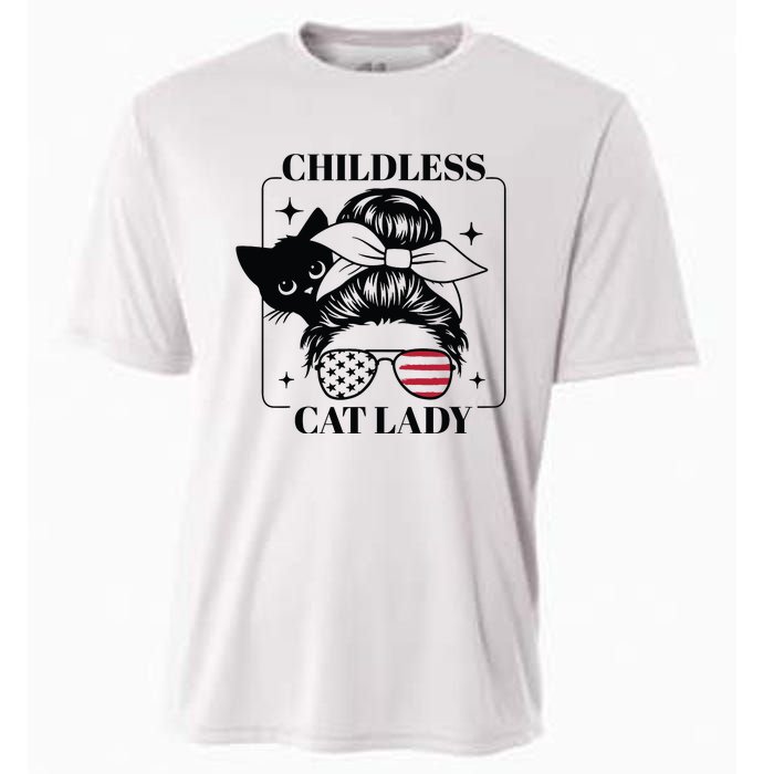 This Childless Cat Lady Ladies Is Voting Messy Bun 2024 Cooling Performance Crew T-Shirt