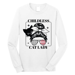 This Childless Cat Lady Ladies Is Voting Messy Bun 2024 Long Sleeve Shirt