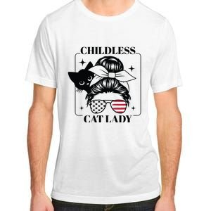 This Childless Cat Lady Ladies Is Voting Messy Bun 2024 Adult ChromaSoft Performance T-Shirt