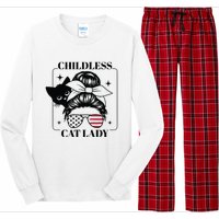 This Childless Cat Lady Ladies Is Voting Messy Bun 2024 Long Sleeve Pajama Set