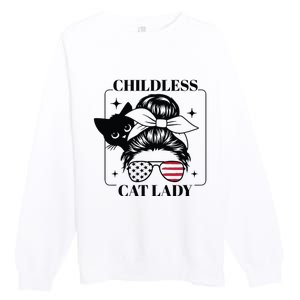 This Childless Cat Lady Ladies Is Voting Messy Bun 2024 Premium Crewneck Sweatshirt