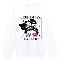 This Childless Cat Lady Ladies Is Voting Messy Bun 2024 Premium Crewneck Sweatshirt