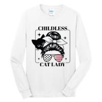 This Childless Cat Lady Ladies Is Voting Messy Bun 2024 Tall Long Sleeve T-Shirt