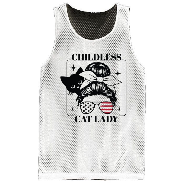 This Childless Cat Lady Ladies Is Voting Messy Bun 2024 Mesh Reversible Basketball Jersey Tank