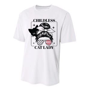 This Childless Cat Lady Ladies Is Voting Messy Bun 2024 Performance Sprint T-Shirt