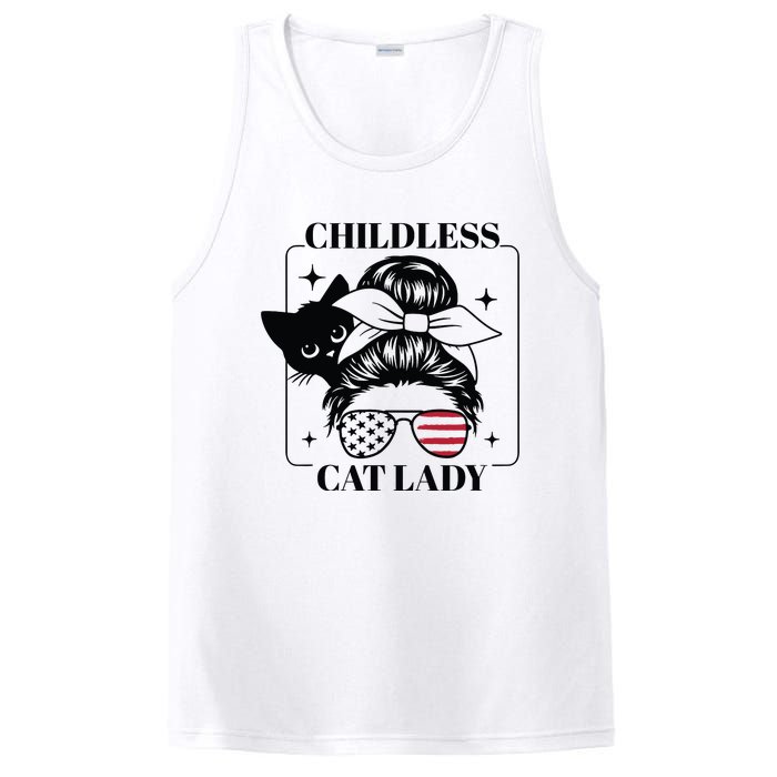 This Childless Cat Lady Ladies Is Voting Messy Bun 2024 PosiCharge Competitor Tank