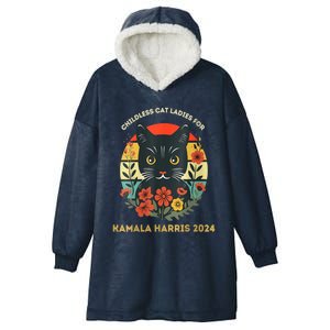 This Childless Cat Lady Is Voting Kamalaharris 2024 Voting Kamala Election 2024 Hooded Wearable Blanket