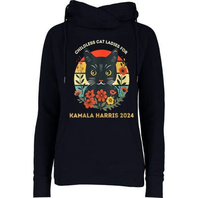 This Childless Cat Lady Is Voting Kamalaharris 2024 Voting Kamala Election 2024 Womens Funnel Neck Pullover Hood