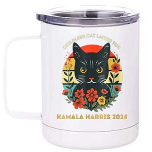 This Childless Cat Lady Is Voting Kamalaharris 2024 Voting Kamala Election 2024 12 oz Stainless Steel Tumbler Cup