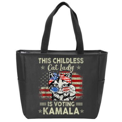 This Childless Cat Lady Is Voting Kamalaharris 2024 Voting Kamala Election 2024 Zip Tote Bag